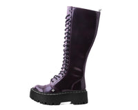 Burgundy Rub-Off Knee-High Double Decker Boot