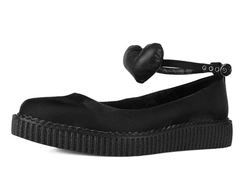 Black Silk Heart Pointed Ballet Creeper