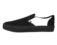 Black & White Twill Skull Slip-On Creeper Sneaker