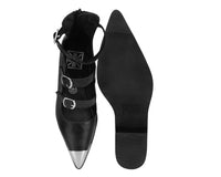 Black TUKskin 3-Buckle Cuban Heel