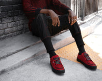 Red Suede Lace-Up Creeper Sneaker