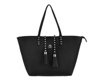 Black Studded Tassel Tote Bag