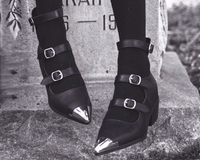 Black TUKskin 3-Buckle Cuban Heel