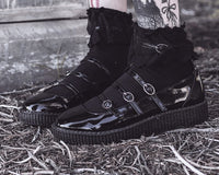 Black Crinkle Patent Multi-Strap Viva Low Mary Jane