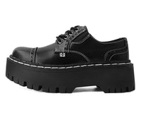 Black Burnished Contrast Stich Double Decker Brogue