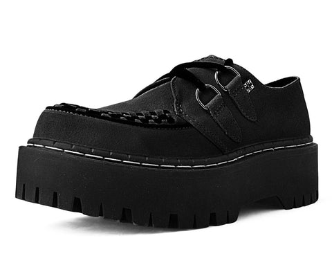 Black Suede Interlace Double Decker Creeper