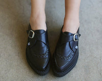 Black TUKskin™ Pointed Buckle Creeper