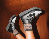 Black & White TUKskin™ 3-Buckle Pointed Creeper Boot