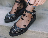 Black TUKskin™ Pointed Studded Sandal