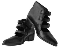 Black Western Buckle Cuban Block Heel 