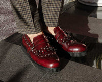 Burgundy Rub Off Studded Loafer