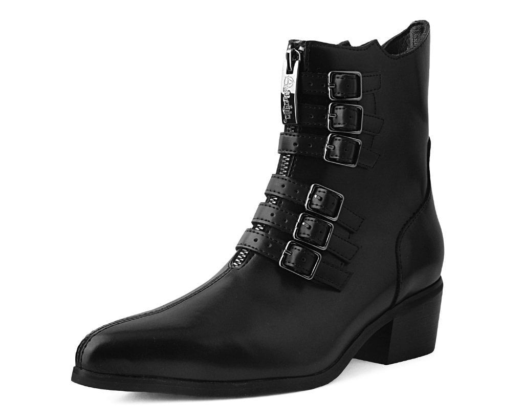 Black Victorian Anarachic 6-Buckle Pointed Boot