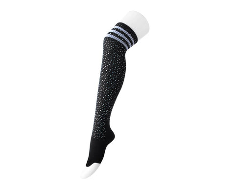 Black Varsity Rhinestone Over-The-Knee Sock