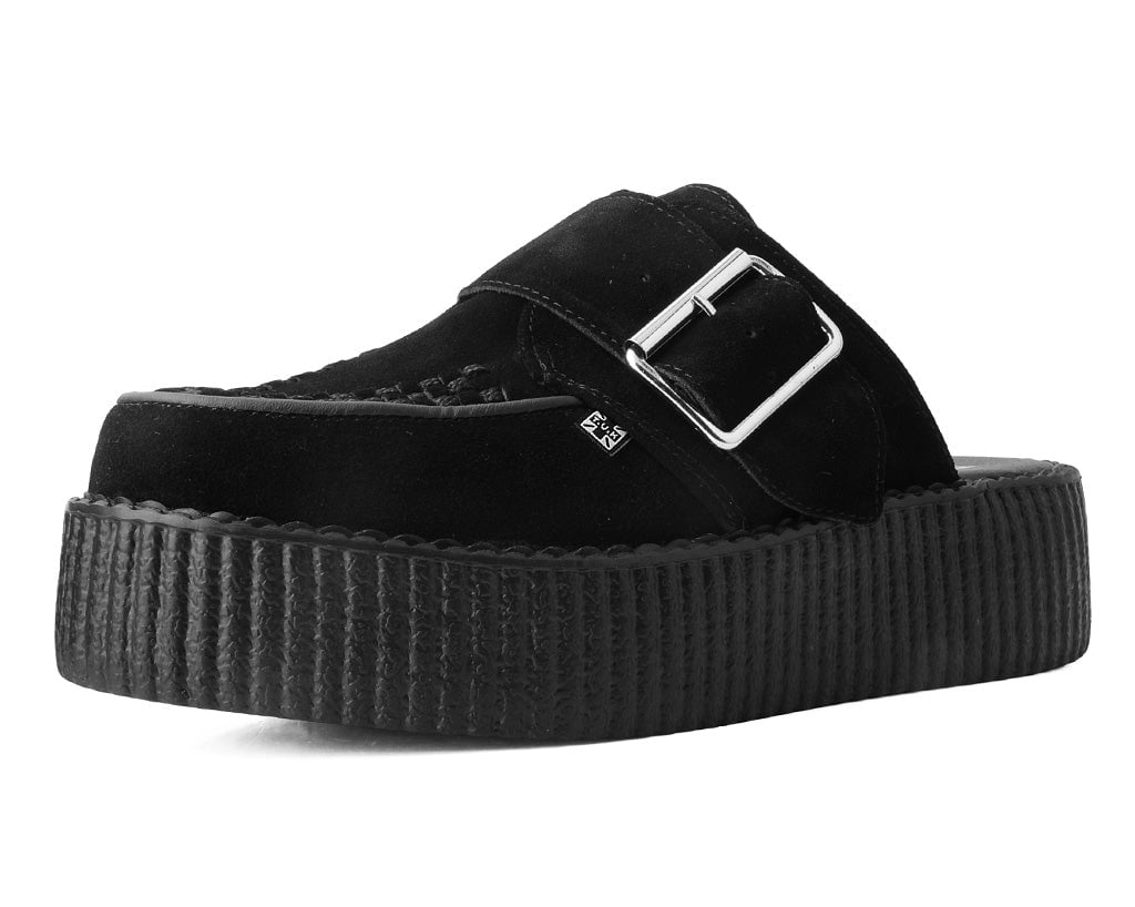 Black Suede Creeper Mule